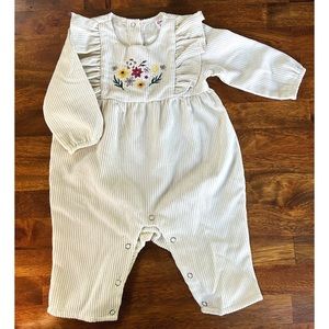PatPat Embroidered Corduroy with Ruffles Romper